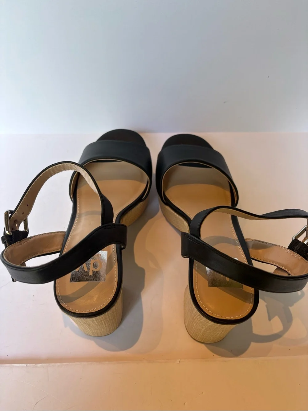 Dolce vita Black/tan Platform Block Heel Sandals with Ankle Strap nWOT Size 8.5